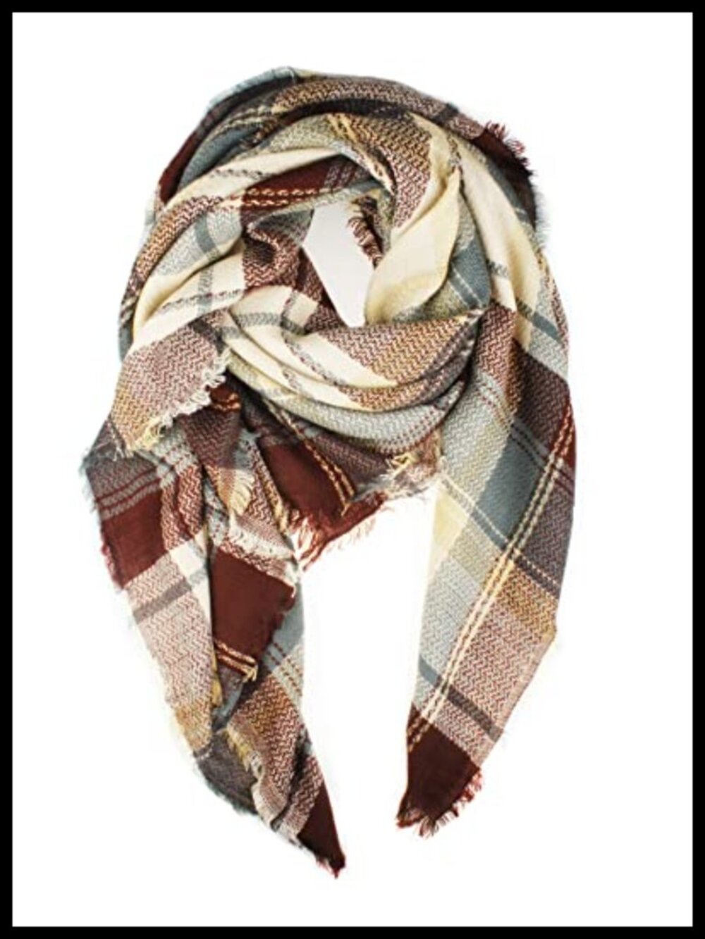 Oversized Plaid Blanket Scarf 100% Acrylic Tassel Wrap Shawl